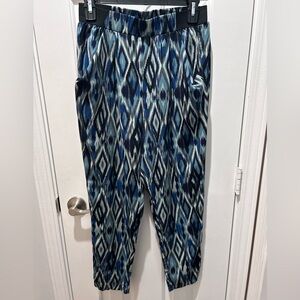 Ambiance Apparel Blue/Black Geometric Print Pants with Elastic Waist and Pockets